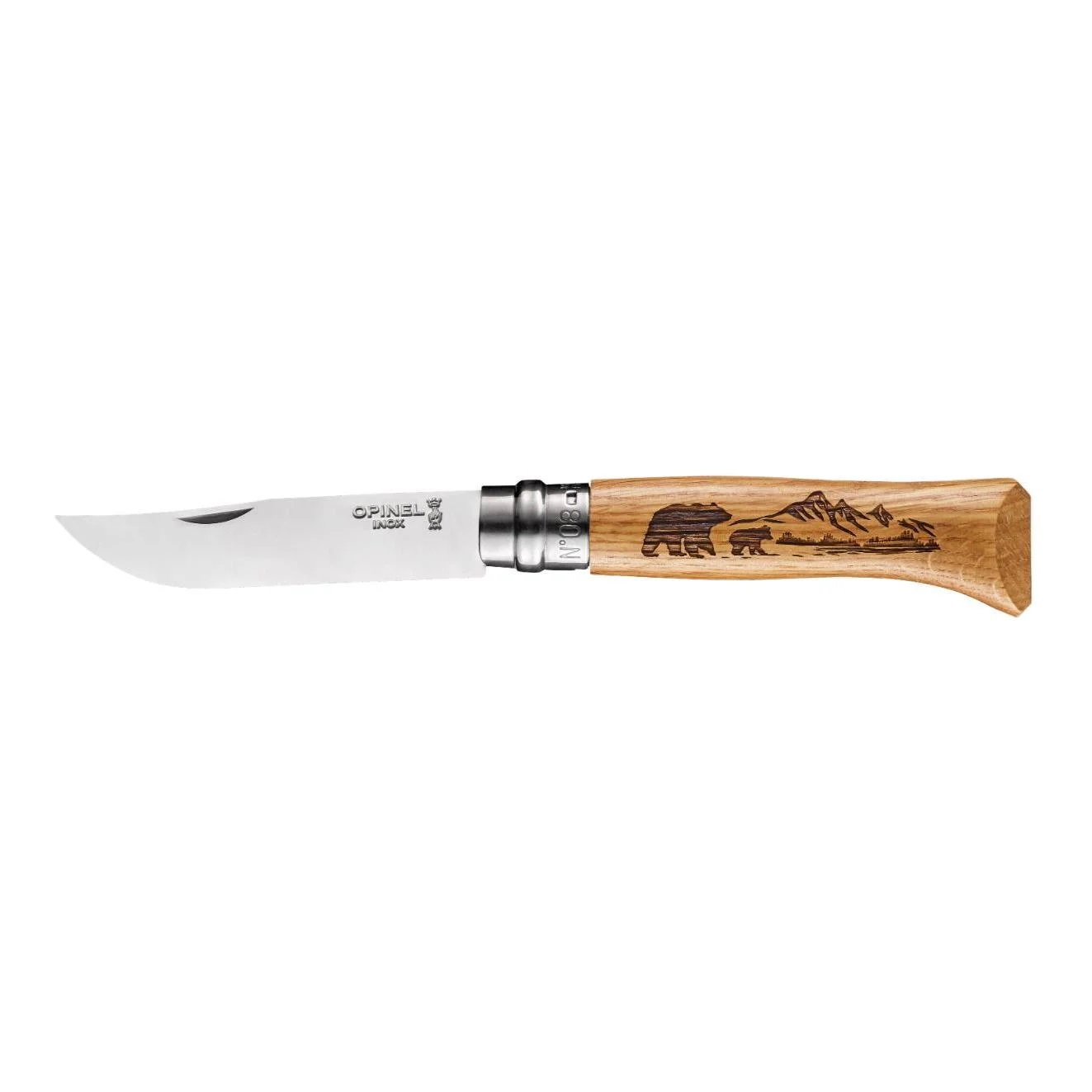 Opinel Taschenmesser No 08 Animalia, America Bear, Eiche