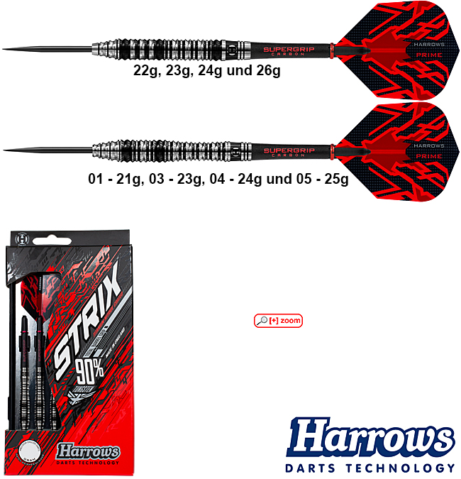 Harrows Strix Total Barrel Grip 90% Tungsten - Steeltip Dartpfeile