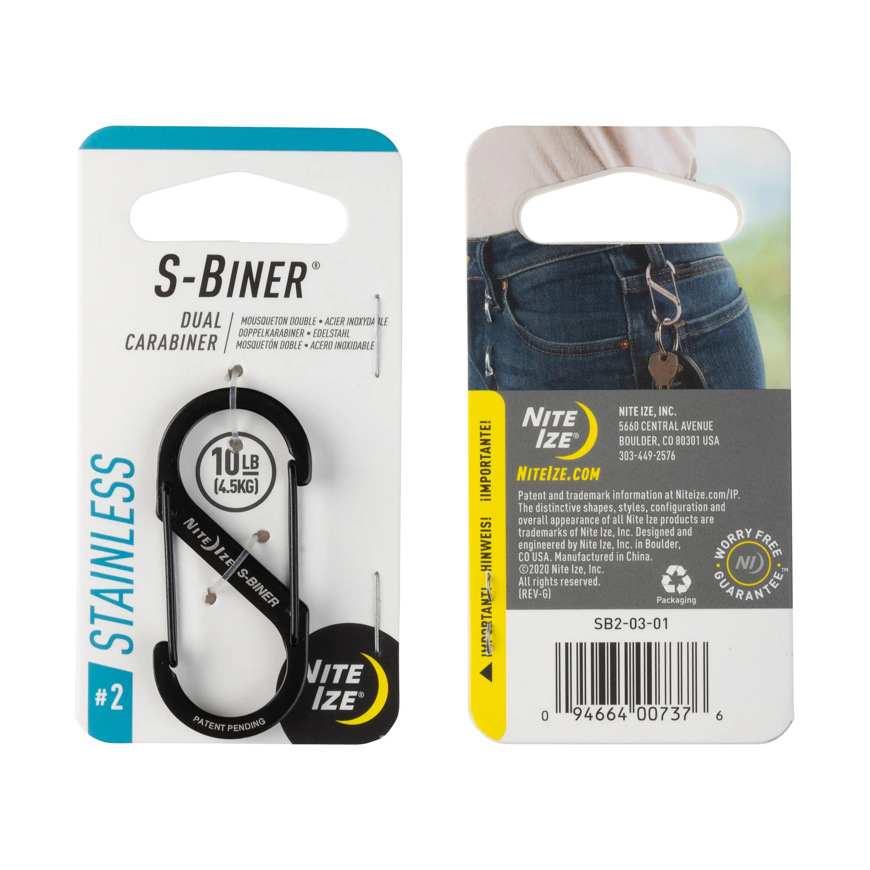 Nite Ize S-Biner Doppelkarabiner aus Edelstahl