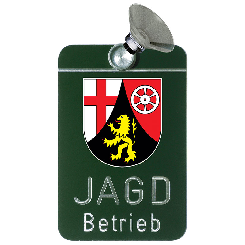 Autoschild "Jagdbetrieb" Rheinland-Pfalz