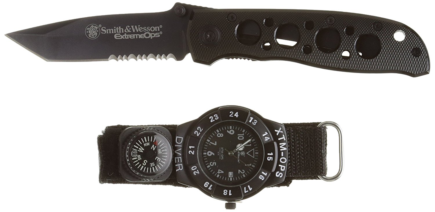 71rt7wdBYEL-_SL1500_ Smith & Wesson Special Ops Uhr-Messer-Set