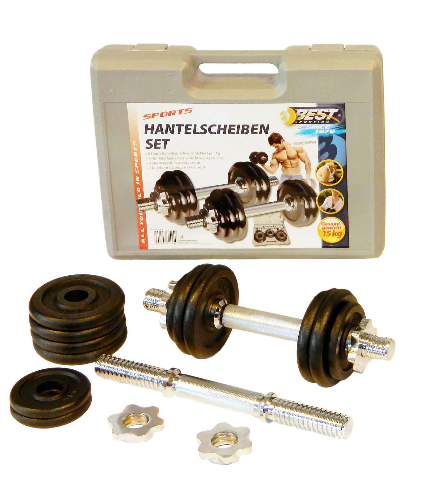 15kg-Hantelset-1-1 Best Sporting 15 kg Kurzhantel Set im Koffer