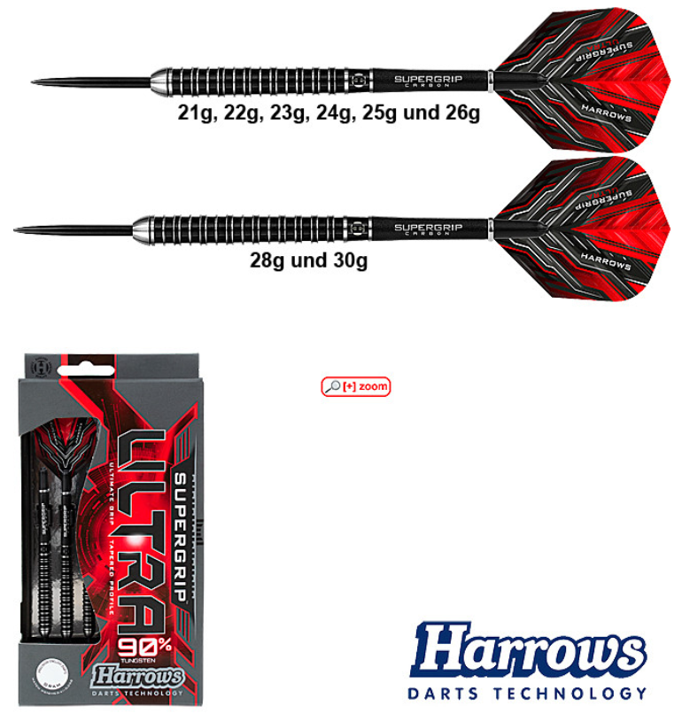 Harrows Supergrip Ultra 90% Tungsten - Steeltip Dartpfeile