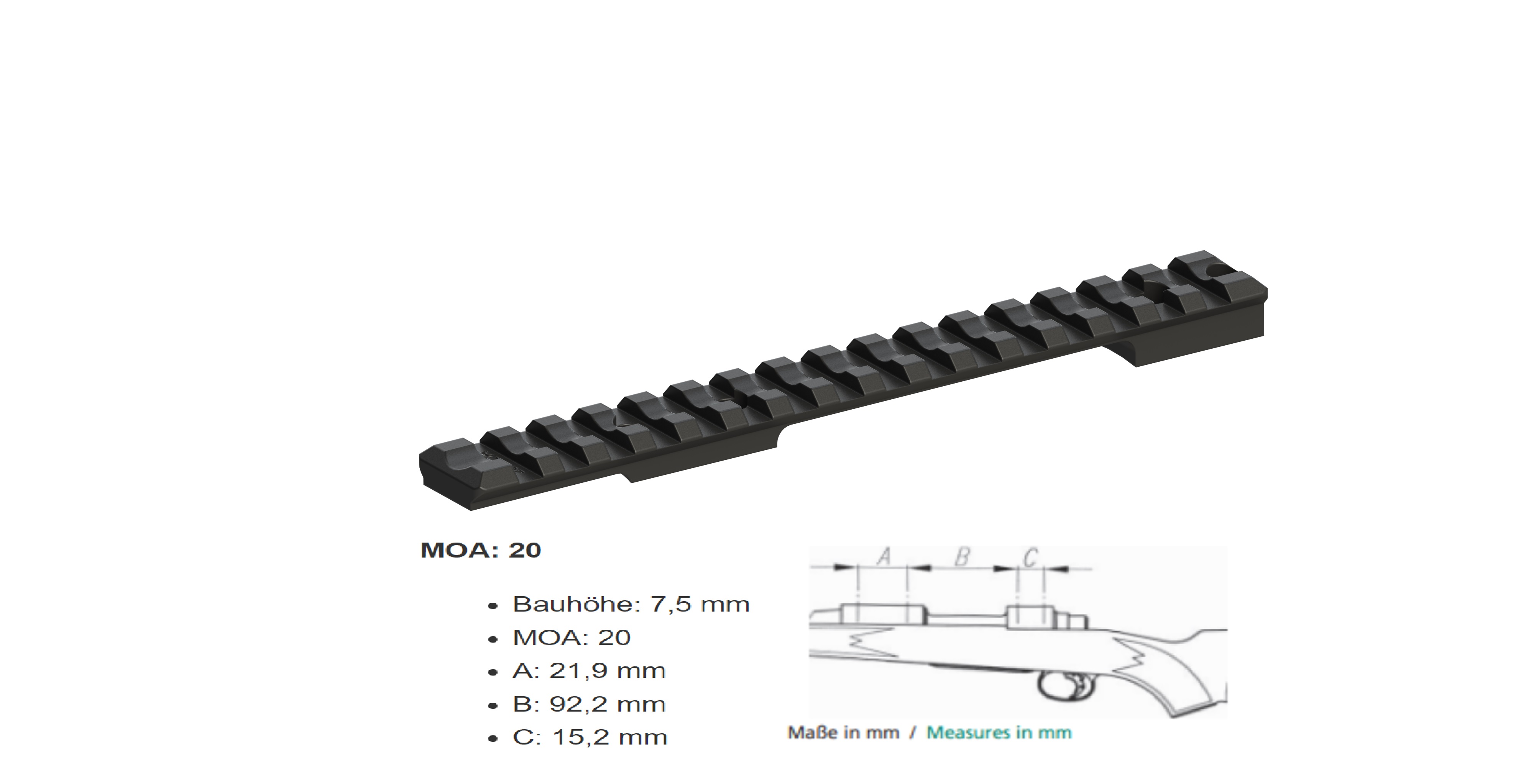 Eratac Picatinny-Montageschiene aus Stahl Remington – 700 short