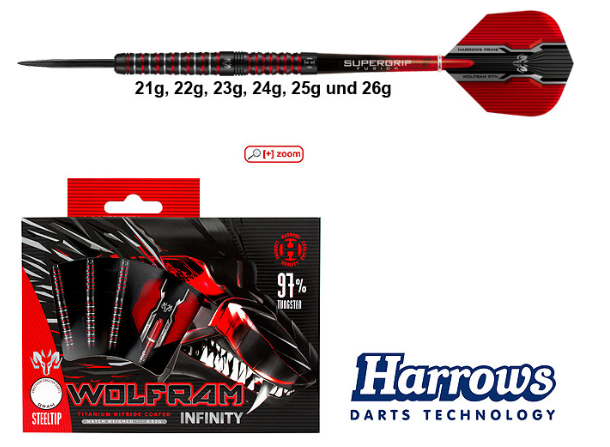 Harrows Wolfram Infinity 97% Tungsten - Steeltip Dartpfeile