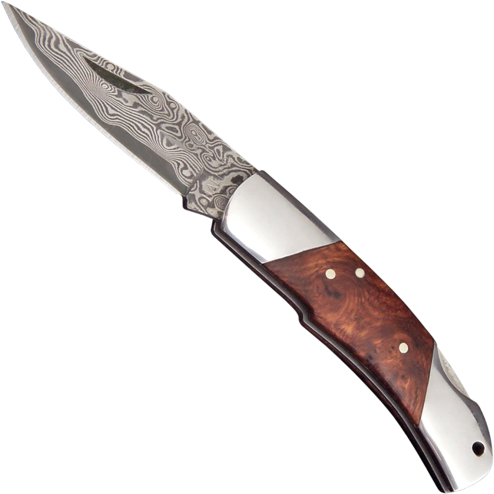 Haller Damast Taschenmesser red Burl