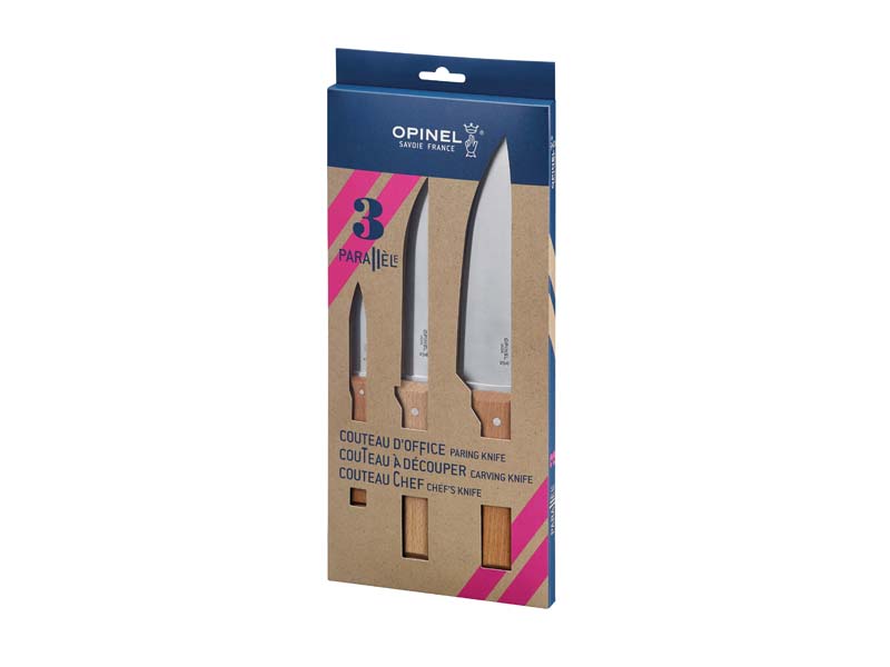 254354 Opinel Parallele Kochmesserset 3 Messer