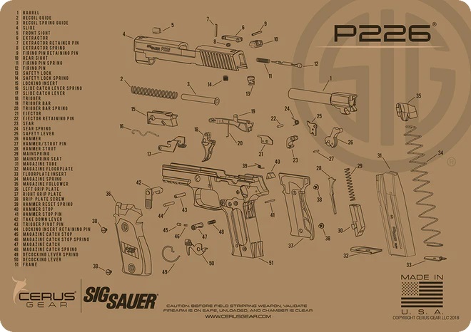 Cerus Gear Sig Sauer P226 Handgun Cleaning Mat