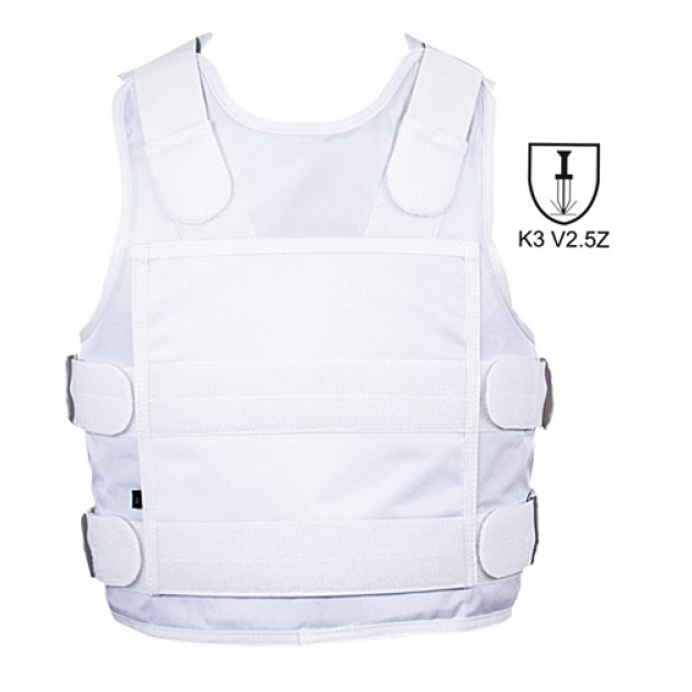 2321_vorn_frei_druck_stichschutzzeichen_gr Zertifizierte Stichschutzweste TW20 Weiss
