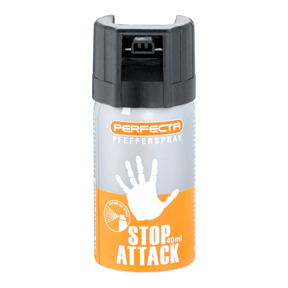 2-1904_StopAttack_front Perfecta Stop Attack Pfefferspray 40 ml konischer Strahl