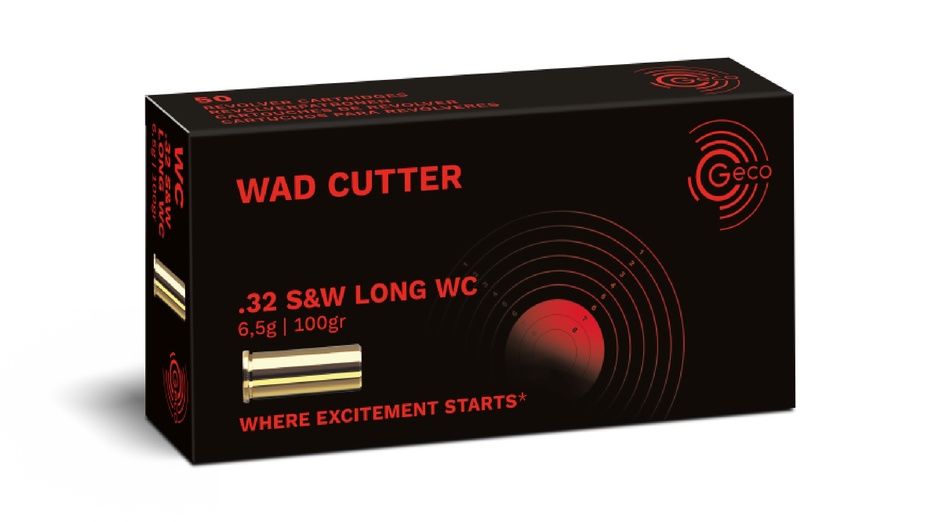 Geco .32 S&W long WC Wad Cutter 6,5g / 100gr Geco .32 S&W long WC Wad Cutter 6,5g / 100gr