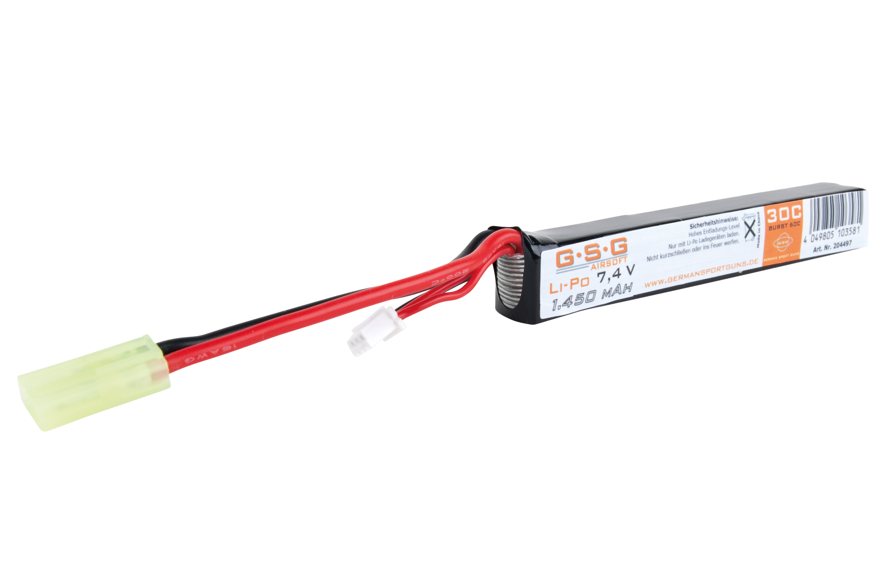 204497 GSG 7,4V Li-Po Akku 1450mAh für Airsoft
