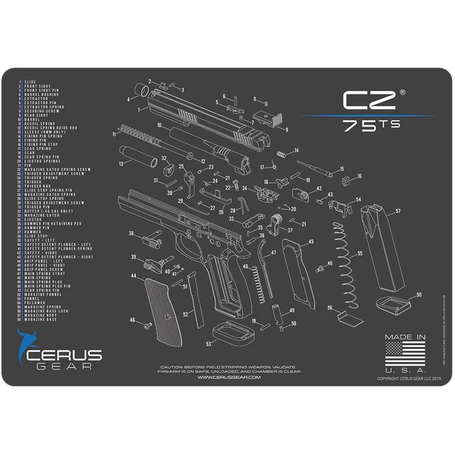 HM-CZ-P75-SCH-GRY-REV32-WEB_660x Cerus Gear CZ 75 TS Handgun Cleaning Mat