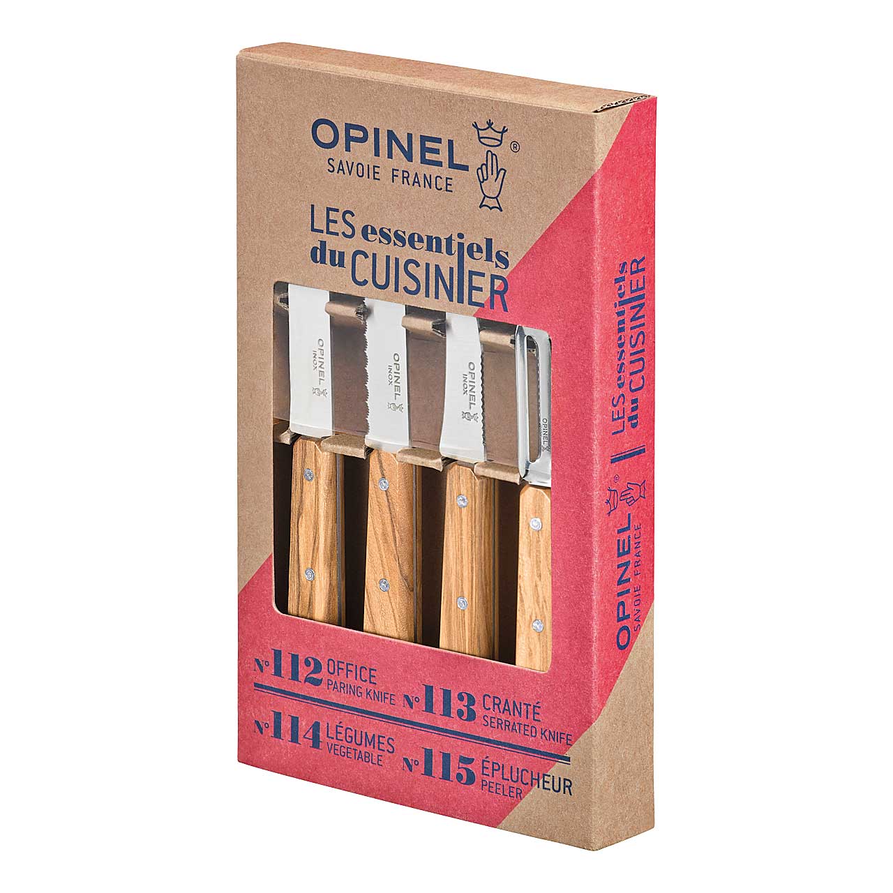 254458 Opinel Küchenmesser-Set Les Essentiels Olive 4-teilig