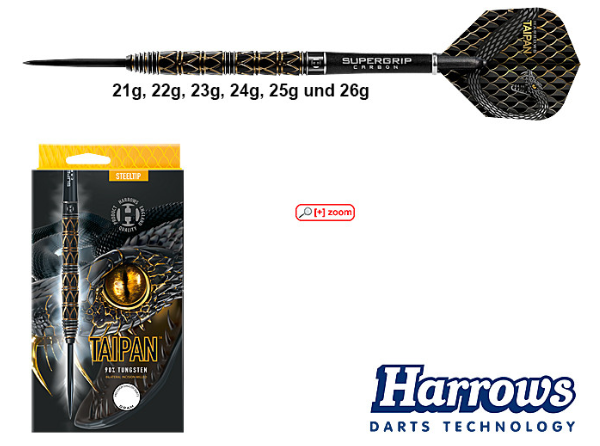 Harrows Taipan 90% Tungsten - Steeltip Dartpfeile