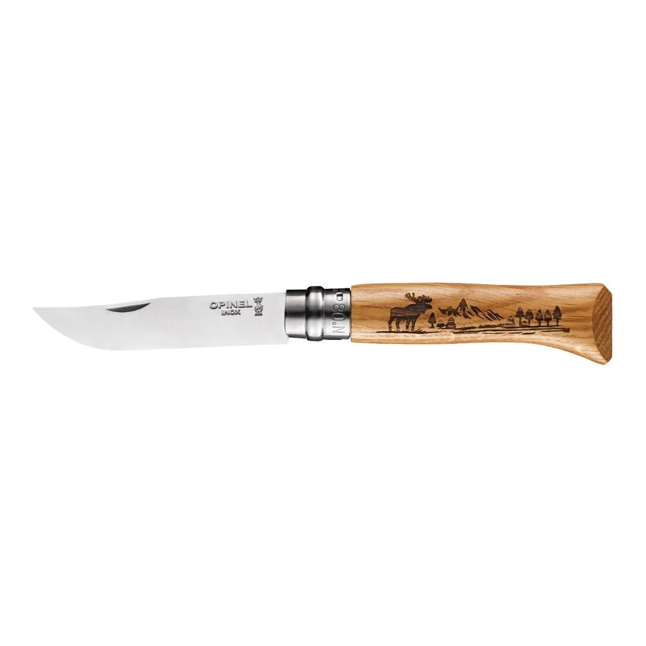 Opinel Taschenmesser No 08 Animalia, America Moose, Eiche