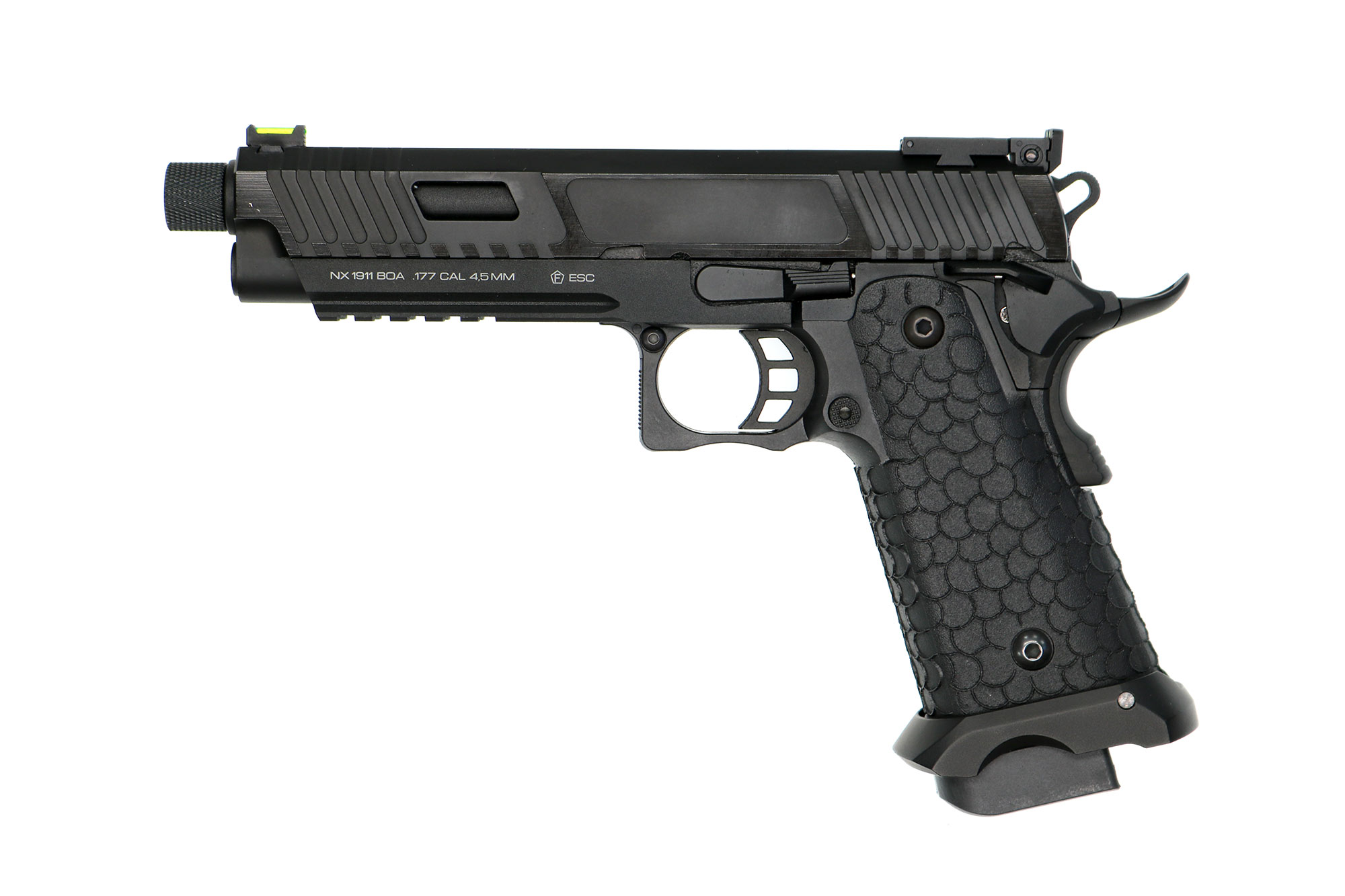IMG_9367 NxWerks NX 1911 BOA CO2-Luftpistole Kal. 4,5mm Stahl-BB Blowback Metallschlitten schwarz