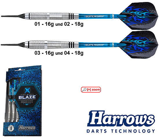 Harrows Blaze Inox Steel - Softip Dartpfeile