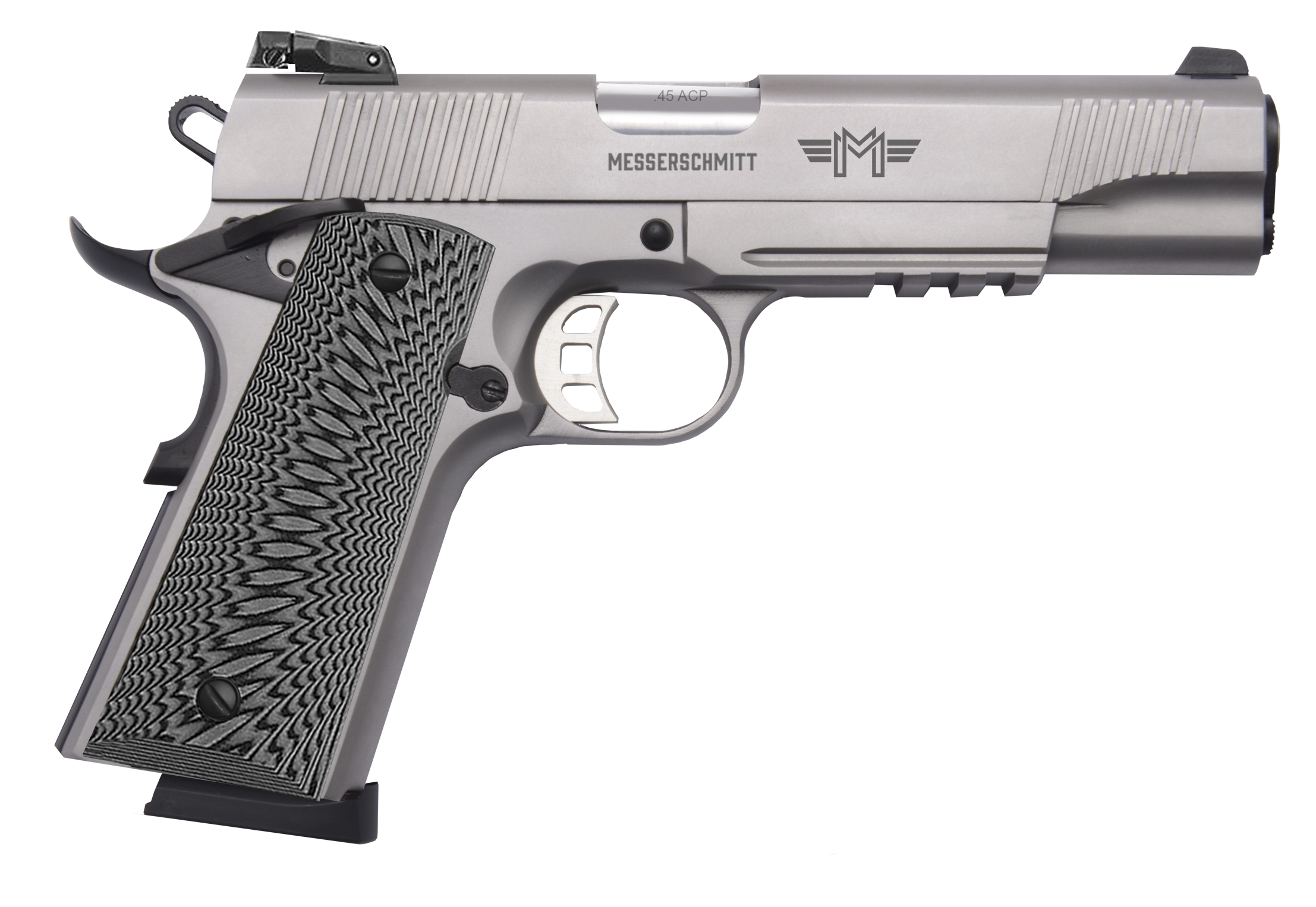 Messerschmitt ME1911 Pistole mit LPA-Visierung .45 ACP Silber