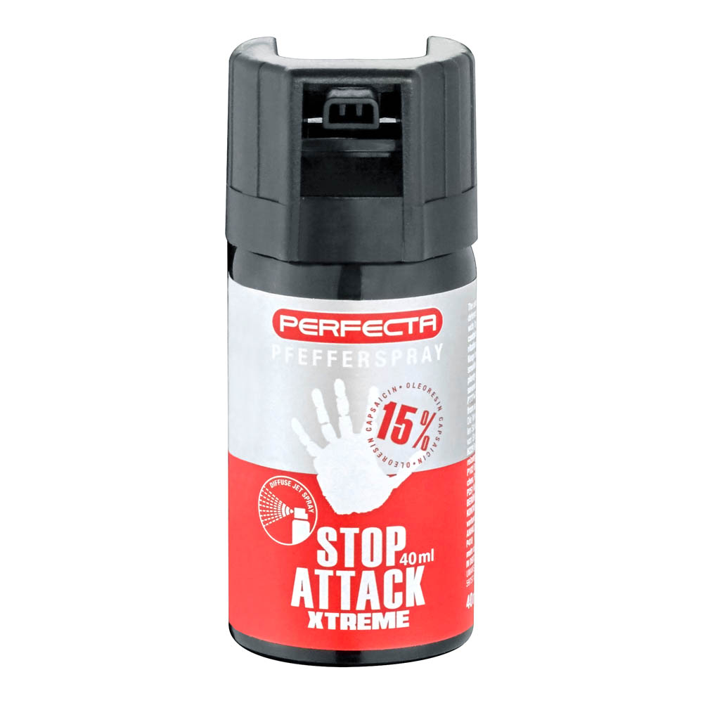 2-1906_StopAttackXtreme_front Perfecta Stop Attack Pfefferspray X-Treme 40 ml konischer Strahl