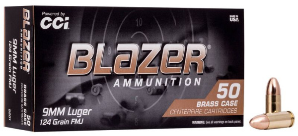 CCI Blazer Brass 9mm Luger FMJ 124gr
